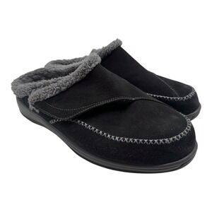 Orthofeet Charlotte Slippers Women's Size 12 XW Black Suede Slip On Lined Shoes